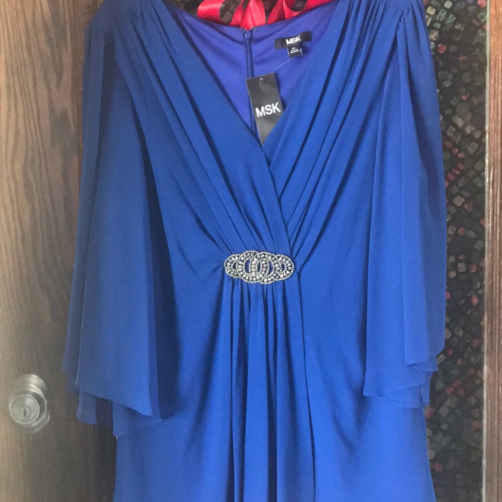Royal Blue MSK XL Chiffon Butterfly Runway Blouse